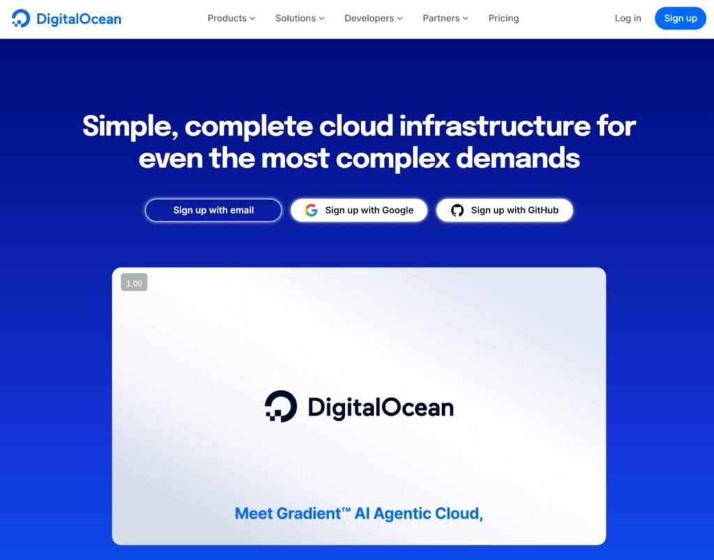 Digital Ocean のホームページ画像