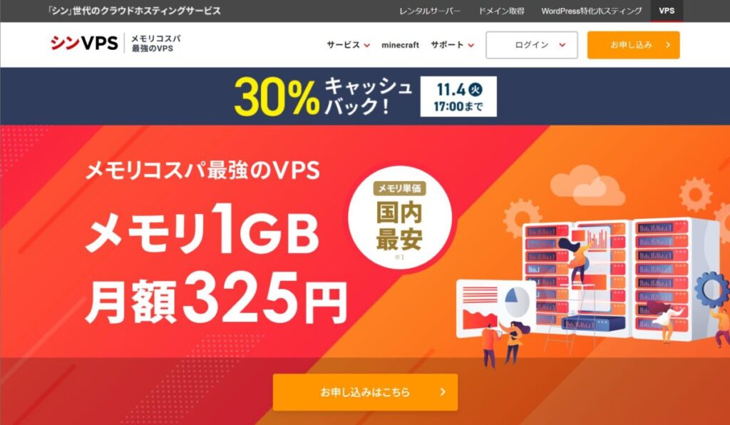 シンVPSのホームページ画像