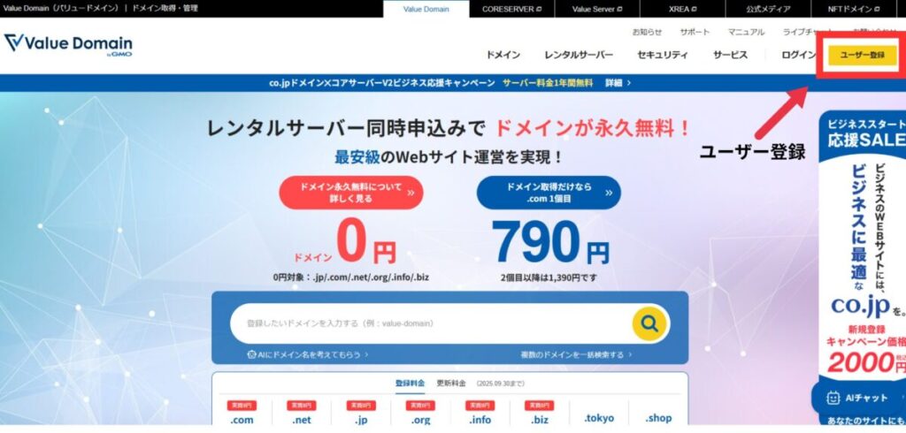 バリュードメイン契約手続き画面-1