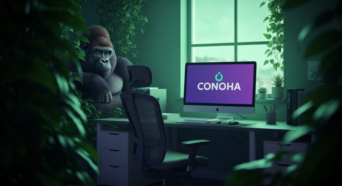 ConoHaの画面を開いているPC