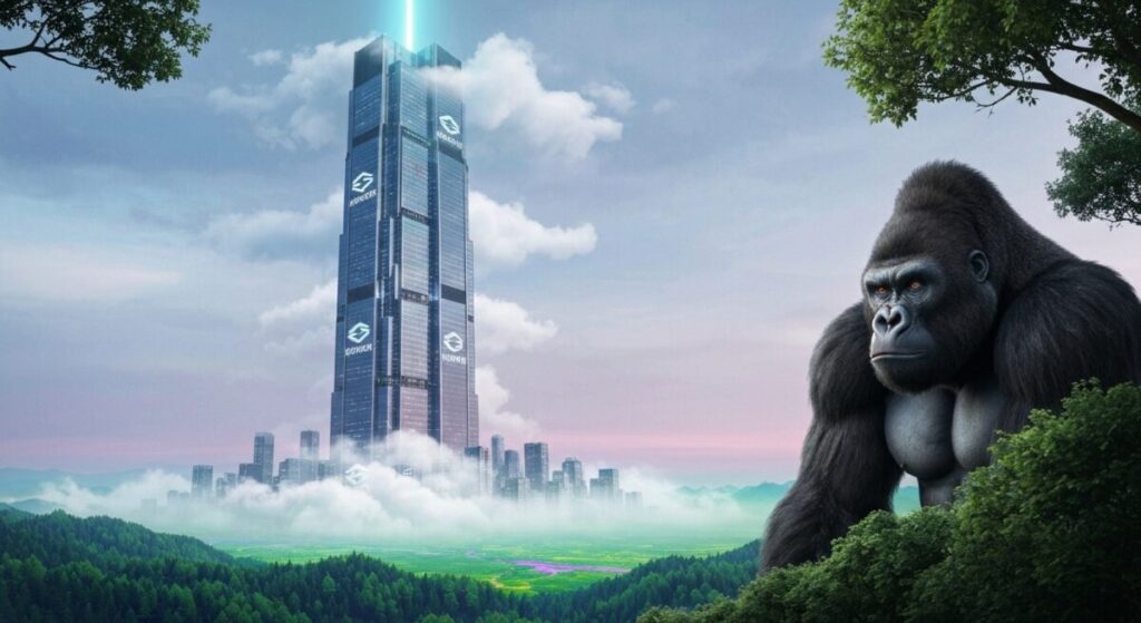 大きなタワーとゴリラ