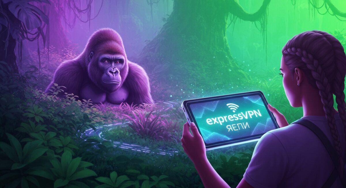 expressvpnアプリを使って無料Wi-Fiに接続する様子