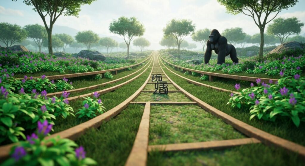草原に囲まれた線路
