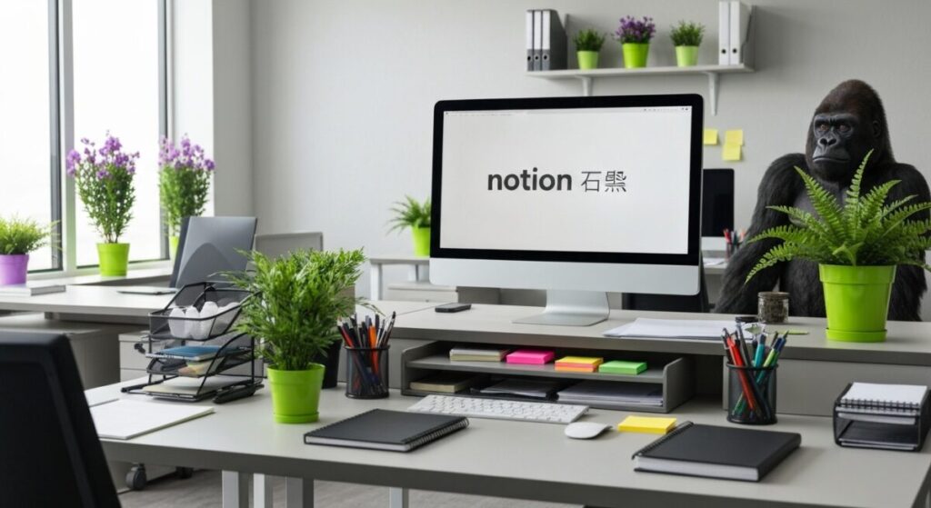 notionと表示されているパソコン
