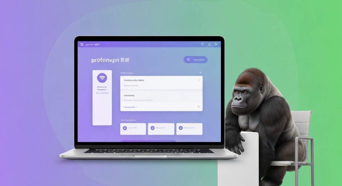 パソコン画面にProtonVPNの使い方が表示されている