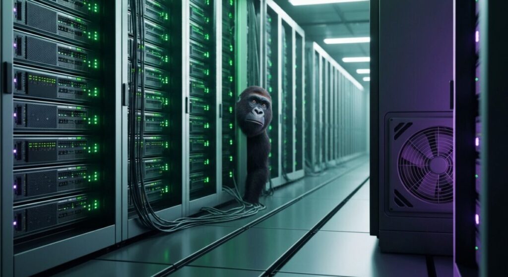 大量の容量があるレンタルサーバーから顔をのぞかせる光景