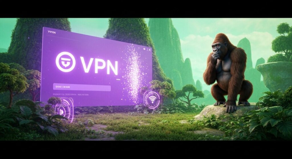 山の中に表示されたVPNモニター