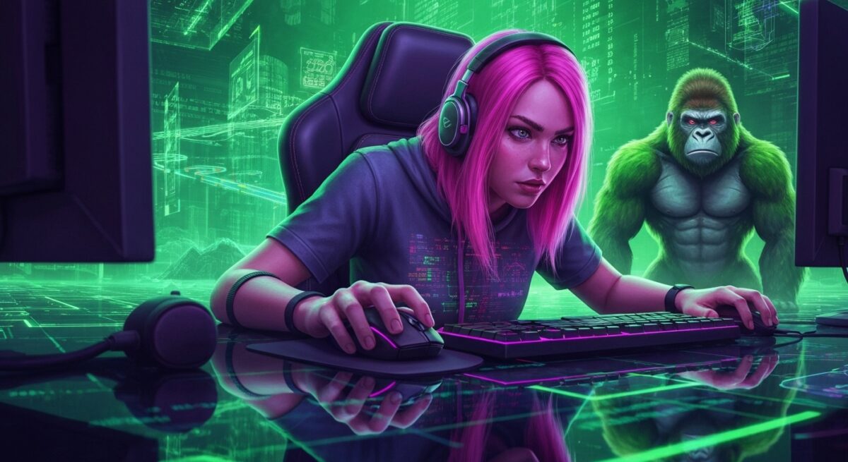 VPNを使用してゲームをする女の子