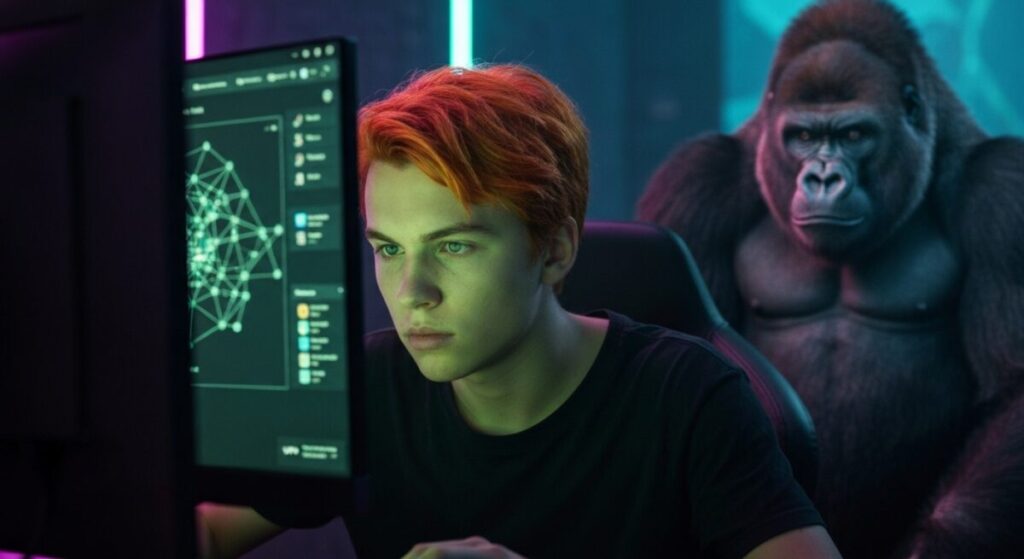 VPNを使用してゲームをする男の子