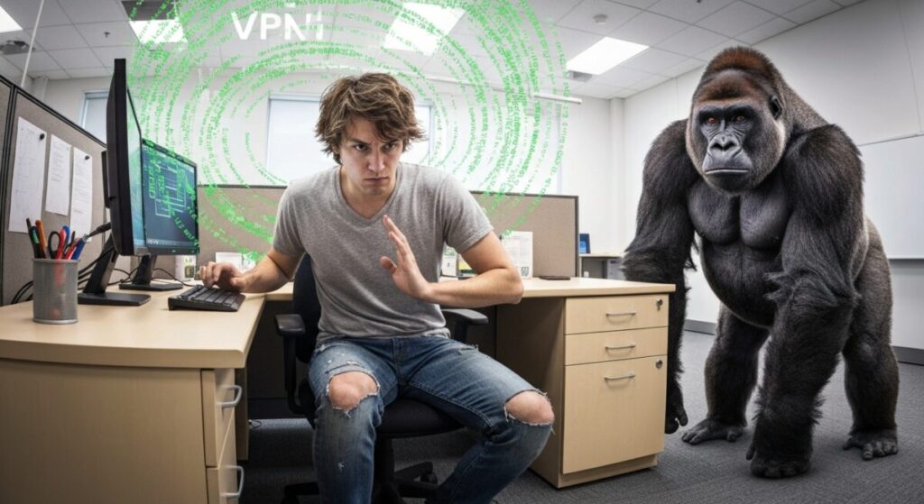 VPN接続できずに困っている男性