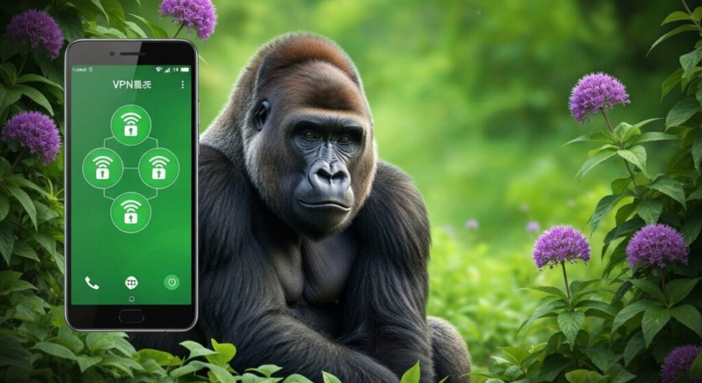 スマホにVPN接続アイコンが表示されている画面