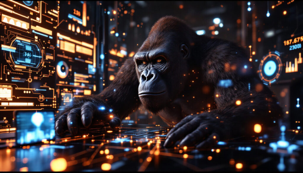 AIエージェントOpenClawの基本情報を説明するゴリラのCGイラスト
