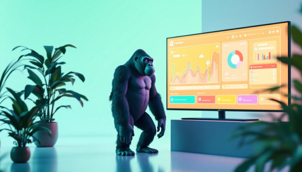 AIエージェントOpenClawの実践的な活用方法を説明するゴリラのCGイラスト