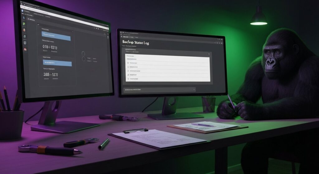 LinodeのWordPressを保守管理する方法を説明するゴリラのCGイラスト