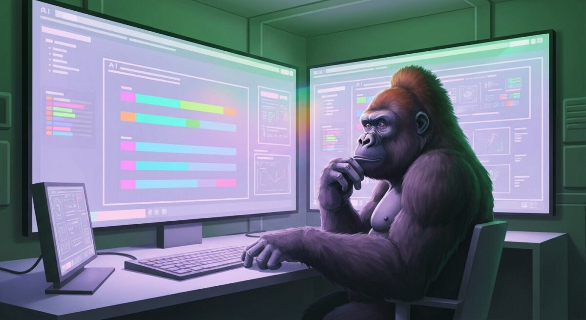 openclawのインストールを紹介するアイキャッチイラスト(ゴリラ)