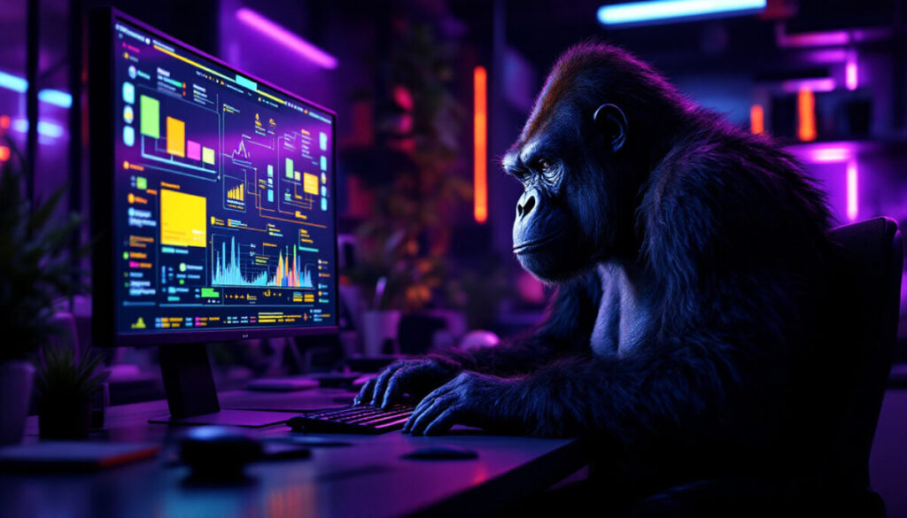 OpenClawとはを説明するゴリラのCGイラスト